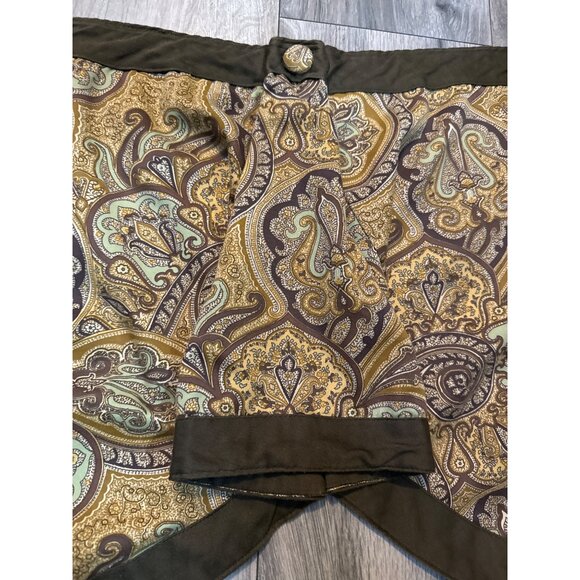 Vintage Waverly Paisley Pattern Scallop Lined Gathered Valance Curtain Tan & Bro - Picture 3 of 10